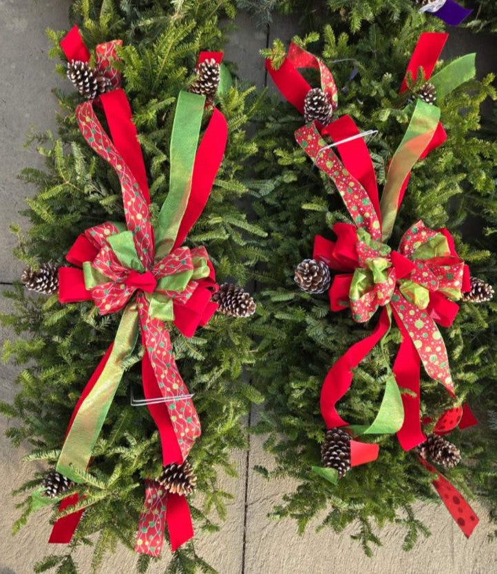 Large Grave Blanket - Bow & Pinecones
