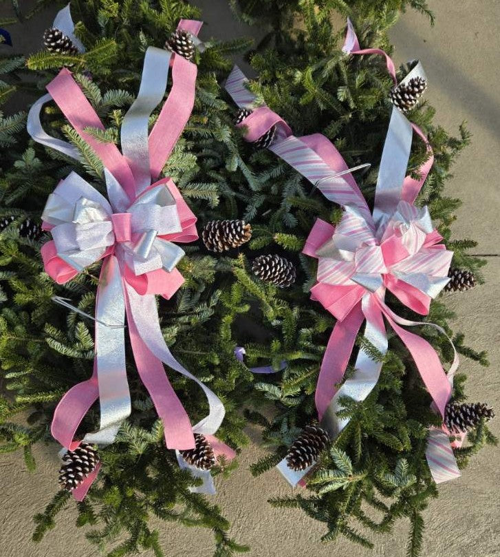 Large Grave Blanket - Bow & Pinecones